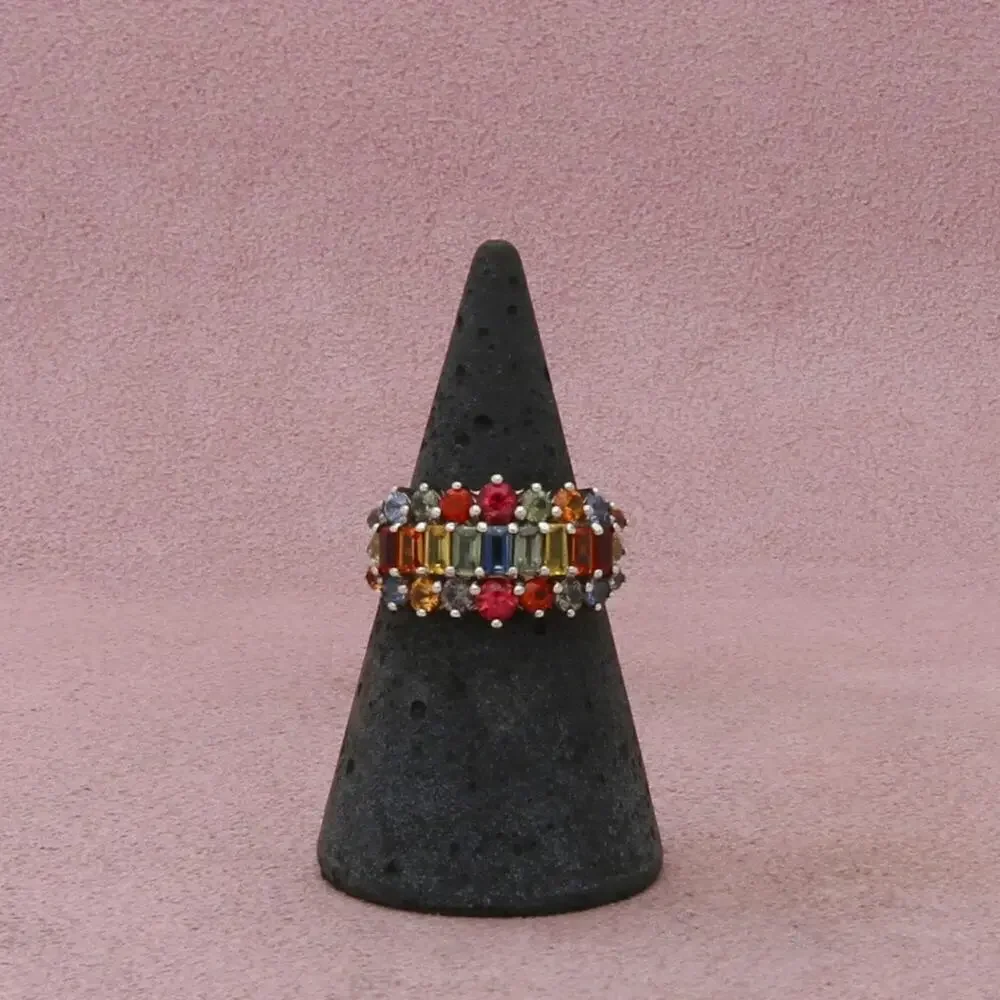 sterling silver multi colored topaz ring size 6